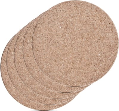 Zeller Pannenonderzetter - 5x - kurk - rond - D17 cm - tot 220 graden - lichtbruin