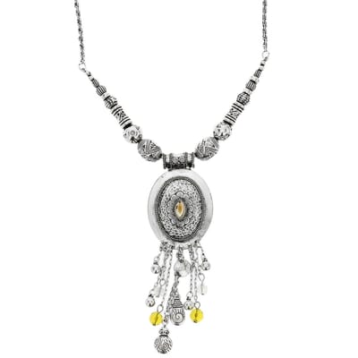 Behave® ketting zilverkleur met hangers en steentjes - elegante stijl