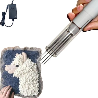 Wolvilt Knutselset - Naaldviltmachine Set - Doe-het-zelf Ambachten - Verstelbare Naald Snelheid - 2 cm Slag - Wit
