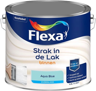 Flexa - Strak In De Lak Binnenlak Zijdeglans - Aqua Blue - Mengverf - 2,5 L