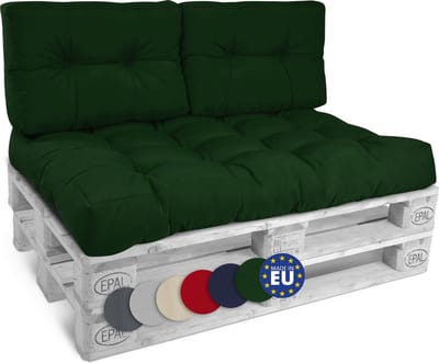 Beautissu Style – Palletkussen Set – 1x Zitkussen 120x80 cm & 2x Rugkussen 60x40 cm – Donker Groen