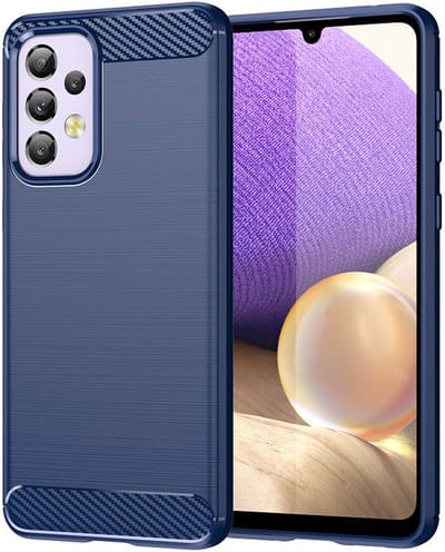 MobyDefend Hoesje - Geschikt voor Samsung Galaxy A33 - TPU Backcover - Geborstelde Metaal & Carbon-Look - Navy Blauw