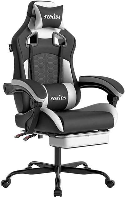 Ergonomische Gamingstoel met Hoofdsteun en Lendensteun - PU-leer Bureau en Computerstoel tot 150 kg