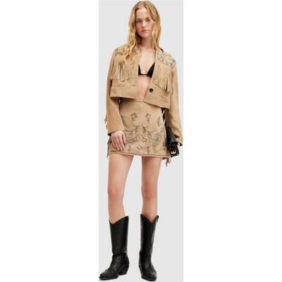 AllSaints Corinna Shai Blazer Tan Brown Maat: 12 | Korte Jassen Outlet | Dames | Beige