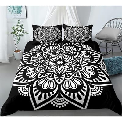 Zwarte Mandala Boho Dekbedovertrek Set King Queen Double Full Twin Eenpersoons Maat Bedlinnen Set EU SK(260*220cm)3pcs