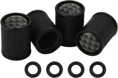 4 Stuks Koolstofvezel Bandventieldoppen, Zinklegering Luchtkappen voor Auto's, SUV's en Fietsen met O-Afdichtingsring en Universele Geschiktheid