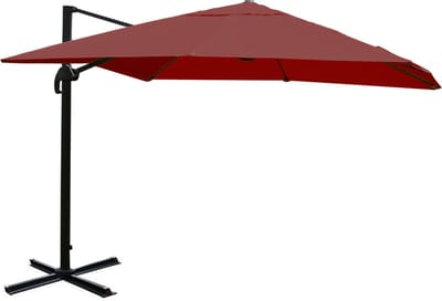Zweefparasol MCW-A96, horecaparasol, 3x3m (Ø4,24m) polyester/aluminium 23kg ~ bordeaux zonder voet