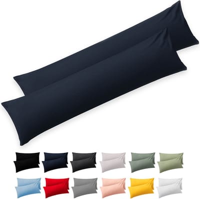 Blumtal - Set Van 2 Kussenslopen - Superzachte Premium Jersey Kussenhoes - 100% Katoen - 40 x 145 cm - Donkerblauw