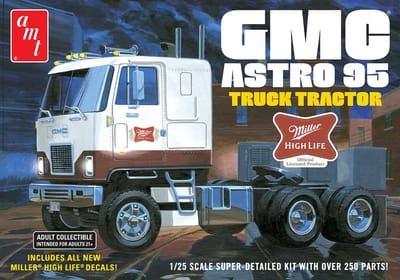 AMT Modelbouwpakket Landbouwvoertuigen - 1230 Miller Beer GMC Astro 95 Semi Tractor Cab - Truck Plastic - 1:25 - Modelbouw