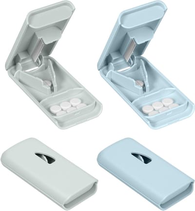 Tablet verdeler set van 2, medicijndistributeur, pillen snijden, eenvoudig en nauwkeurig tablet delen, gebruiksvriendelijk voor ouderen en dagelijks gebruik