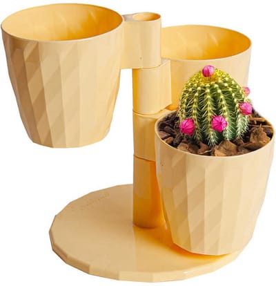 3in1 draaibare bloempotten en kruidenpotten zacht geel cactuspotten afwatering