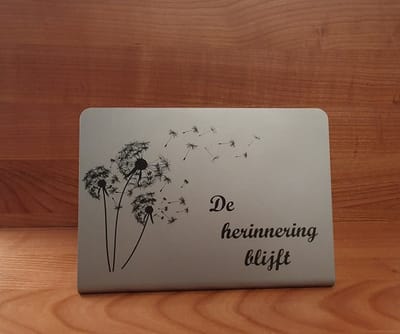 RVS "Paardenbloem_De herinnering blijft" Rouwdecoratie, grafornament, grafdecoratie, aandenken