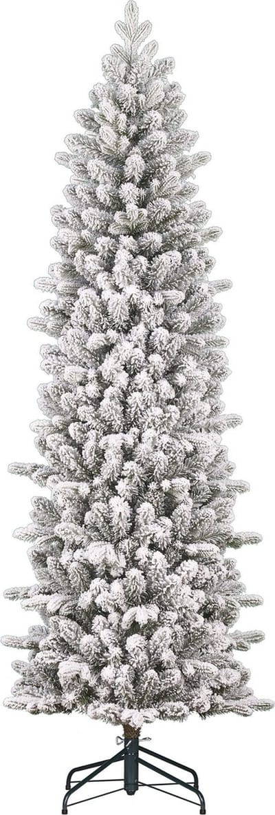 Black Box Trees Harma Slim Kerstboom met Sneeuw en Scharnierconstructie voor Snelle Montage - Kunstboom voor Kleine Ruimtes - Kerstversiering voor Binnenshuis - H185 x Ø63 cm - Groen Frosted