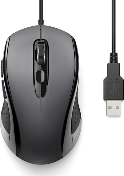 StayPowered Muis - Perfecte combinatie van precisie en comfort - 3600 DPI - 6 Knoppen - Ergonomisch ontwerp - USB Plug & Play - Voor Laptop/PC/Mac - Hoge Duurzaamheid - Brede Compatibiliteit - Grijs - Levering Sneller dan Aangegeven!