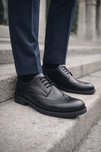 Herenchoenen leer - Veterschoenen - Nette schoenen heren 014- Zwart- Maat 41