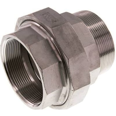Rp 2 1/2'' x R 2 1/2'' F/M RVS Borstnippel 3-delig met Conische afdichting 16 Bar - FL2S-FM-SH-212R-C