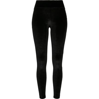 Urban Classics High Waist Velvet Dames Legging - zwart - XL