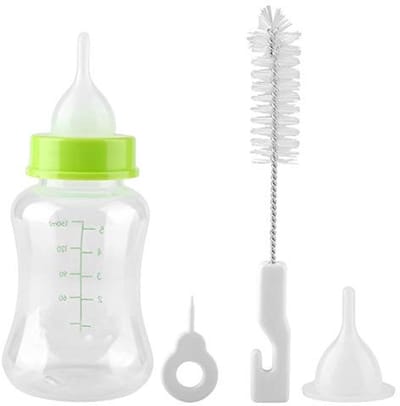 Allecto - Puppy Verpleging Fles Kit - Duurzame Melk Feeder - Transparant - Voeding Fles voor Hond en Kat - 150ml - Inclusief borstel en opener