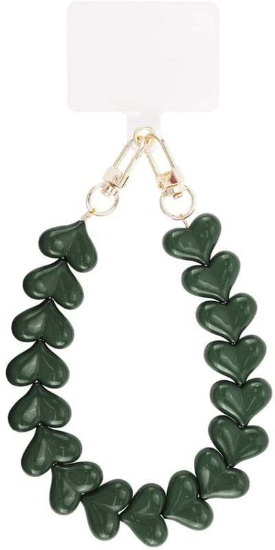 Yehwang - Telefoonkoord Hartjes - Army Green - Goudkleurig - Accessoires - Musthave - Trendy