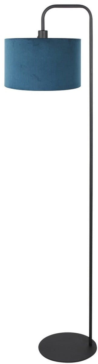 Vloerlamp Forma 4781ZW zwart van metaal en blauwe velours kap, ideaal voor binnen, trendy ontwerp, E27 fitting tot 40 watt, compact en sfeervol licht voor woonkamer en slaapkamer