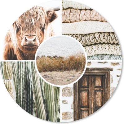 Muismat rond 20x20 cm - Mousepad Schotse hooglander - Collage - Bohemian - Ronde muismatten