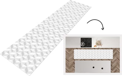 Keukenloper - Loper keuken - Zigzag - Grijs - Patronen - Geometrie - 200x50 cm - Keukenloper vinyl
