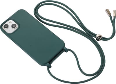 Hoesje met koord - Geschikt voor iPhone 11 Pro Silicone hoesje met koord - Back cover met koord - Cord Case - Donker Groen