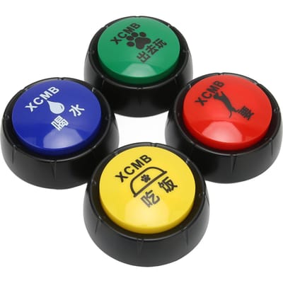 Bouton d'entraînement pour animaux de compagnie Interactif Petit Portable Bouton de Communication pour Chien pour Chat 4 pièces blue