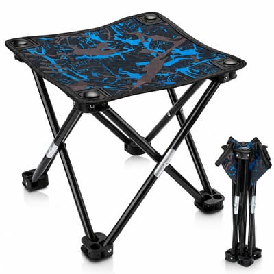 BOTC Opvouwbare Kampeerkruk - Mini Opvouwbare Kruk - 29x29x 29cm - voor Volwassenen, vissen, wandelen, tuinieren en strand met draagtas - Blauw