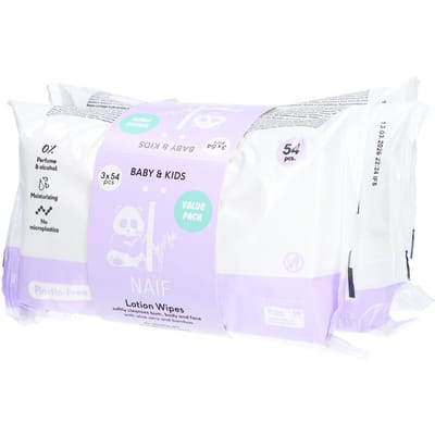Naïf Baby & Kids Plasticvrije Lotion Billendoekjes 3 pack 3x54 Doekjes