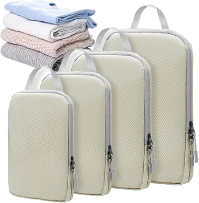 Compressie Packing Cubes - Koffer Organizer Tassen - Reizen Organiseren - Lichtgewicht Polyester - 4-delig Set - Bordeaux