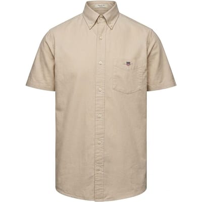 Gant Heren Oxford Normaal Overhemd Met Korte Mouwen (Beige)