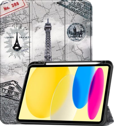 Hoesje Geschikt voor Apple iPad 10 (2022) - 10.9 inch - 10e Generatie - Dun & Stevig - Trifold Bookcase - Hard Cover Case - Met Uitsparing Geschikt voor Apple Pencil - Hardcover Book - Tablet Hoes - Eiffeltoren