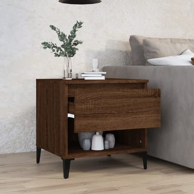 vidaXL - Bijzettafel - 50x46x50 - cm - bewerkt - hout - bruin - eikenkleur