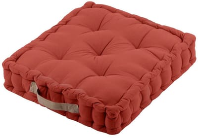 Stof Textile Vloerkussen DUO - terracotta - katoen - 45 x 45 x 10 cm - vierkant - Extra dik - extra zitplaatsen - spelen - gamen - relaxen