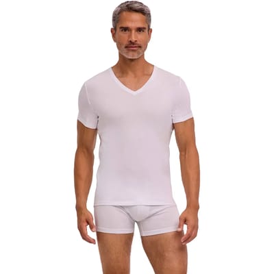 FALKE Daily Climate Control V Neck sneldrogend katoen top van onderlaag heren wit - maat 3XL