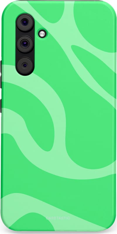 Casetastic hoesje geschikt voor Samsung Galaxy A54 (2023) 5G - Dubbellaagse bescherming - Limoen Groene Vloeiende Golven - Fashion Case - Groen