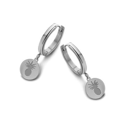 CO88 Collection Sense 8CE-70089 Stalen Oorringen - 16 mm - Ananas - Zilverkleurig