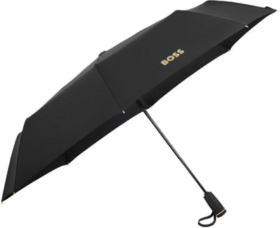 HUGO BOSS Paraplu Double B Pocket Umbrella Black & Gold Zwart
