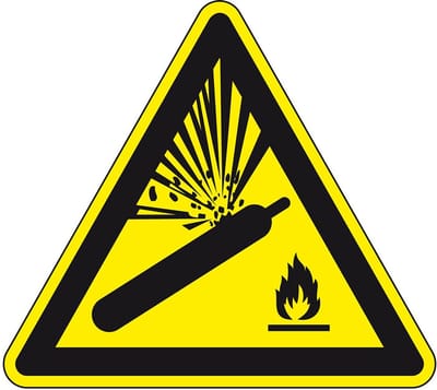 Waarschuwingssticker gasflessen - ISO 7010 - W029 100 mm