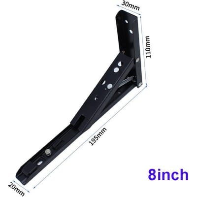 2 Stuks 8-20 Inch Zwarte Driehoek Opvouwbare Hoekbeugel Verstelbaar Wandmontage Duurzaam Draagvermogen Plankbeugel DIY Huis Tafel Bank F-8 inch black
