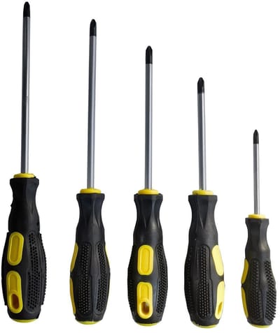 Unyqoos® Set van 5 ergonomische schroevendraaiers met magnetische punten en antislip greep
