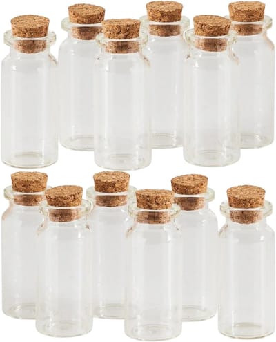 Glazen Flesjes met Kurk – 10ml – Set van 12 – Voor DIY, Kruiden, Decoratie – 3BMT®