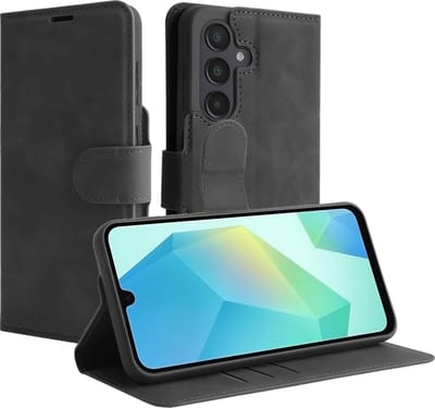 Cazy hoesje geschikt voor Samsung Galaxy A36 / A56 Hoesje met Pasjeshouder - Premium Bookcase - Zwart