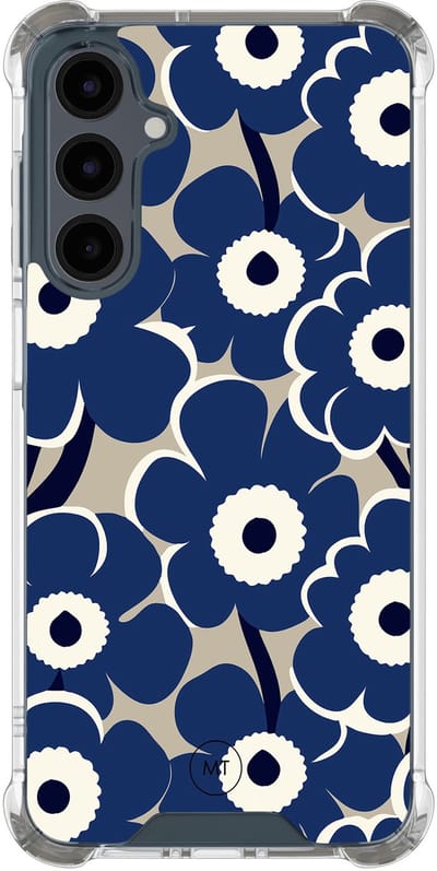 Hoesje (shockproof) geschikt voor Samsung Galaxy A16 - Abstract bloom - Extra sterke case - TPU/polycarbonaat - Bloemen - Blauw, Transparant