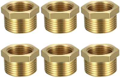 Dailygoods - Verloopstuk 1/2 Inch naar 3/4 Inch - Adapter voor Buizen - Messing - 6 Stuks - Corrosiebestendig - Geschikt voor Diverse Toepassingen