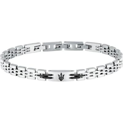 Maserati bracelet - armband - JM424AVD66 - Iconic - Stainless steel - zilver - zwart - 18.5 + 3 CM