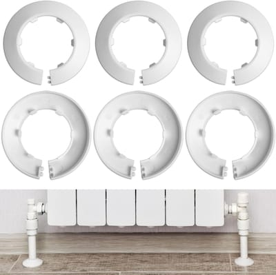 Radiatorrozetten 6 Stuks - Buisafdekking Verwarming - Afwerking Leidingen - Gereedschapsloze Montage - DN20 55mm Buiten - Wit
