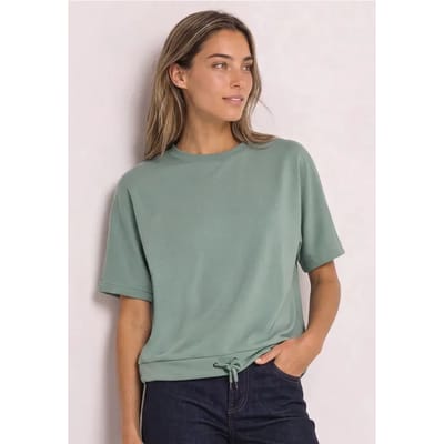 Shirt met ronde hals in Silk-Look