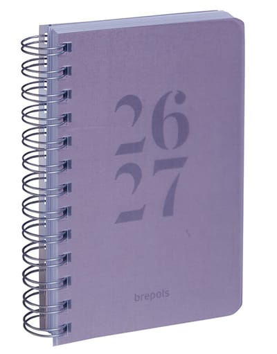Brepols agenda 2026-2027 - WIRE-O TRANSPARANT - Schoolagenda - 1 dag per pagina - Wire-O - Dagoverzicht - Roze - 11.5 x 16.9 cm